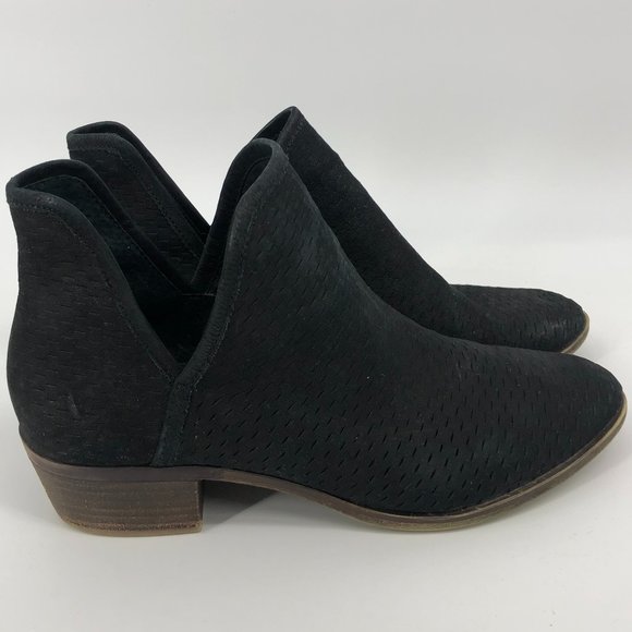 Lucky Brand Black Baley Perf Almond Booties 10 - Picture 1 of 5
